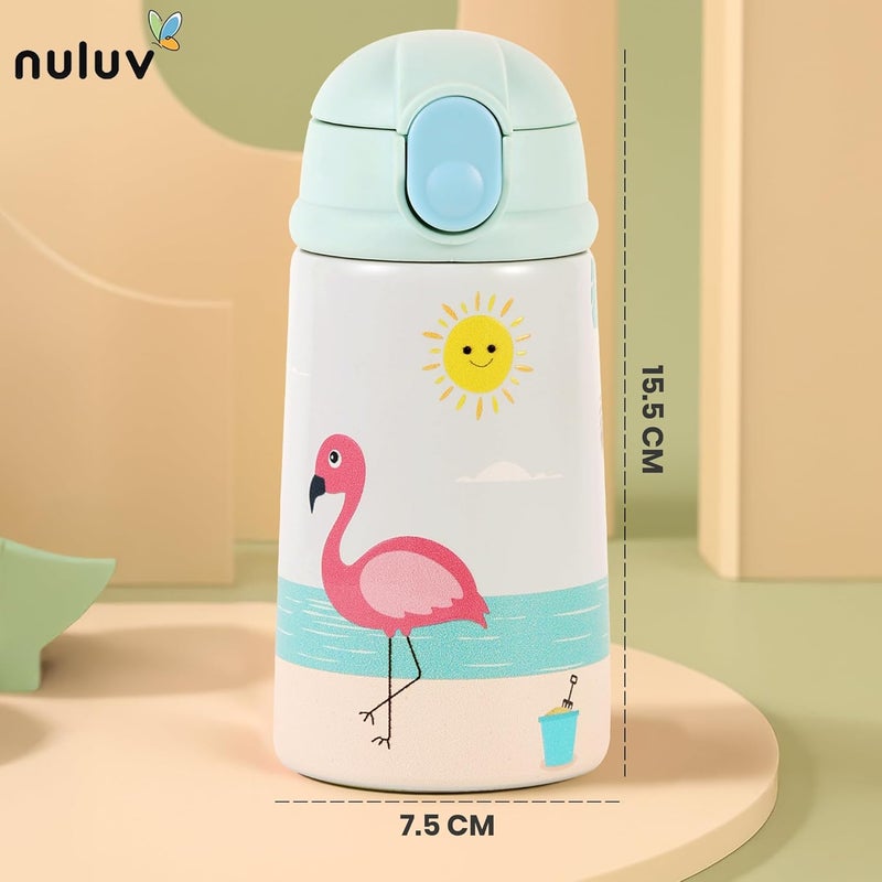 nuluv زجاجة شرب معزولة من الفولاذ المقاوم للصدأ للأطفال - تصميم فلامنجو، 300 مل - Image 3